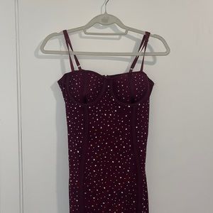 Fashion nova burgundy dress sparkle